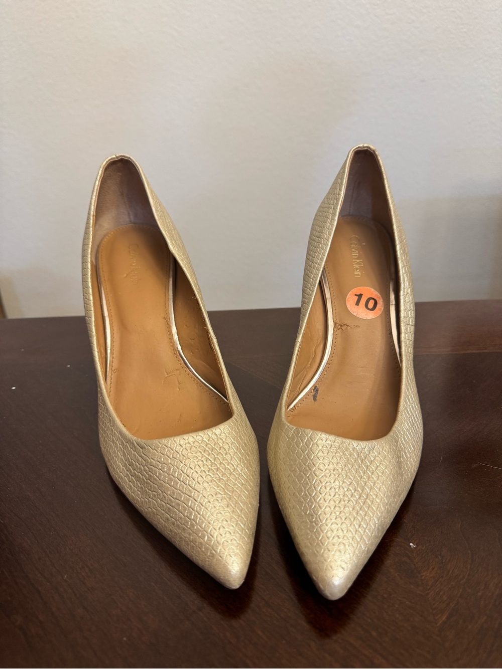 Gold Calvin Klein Pointed Toe Women’s Pumps